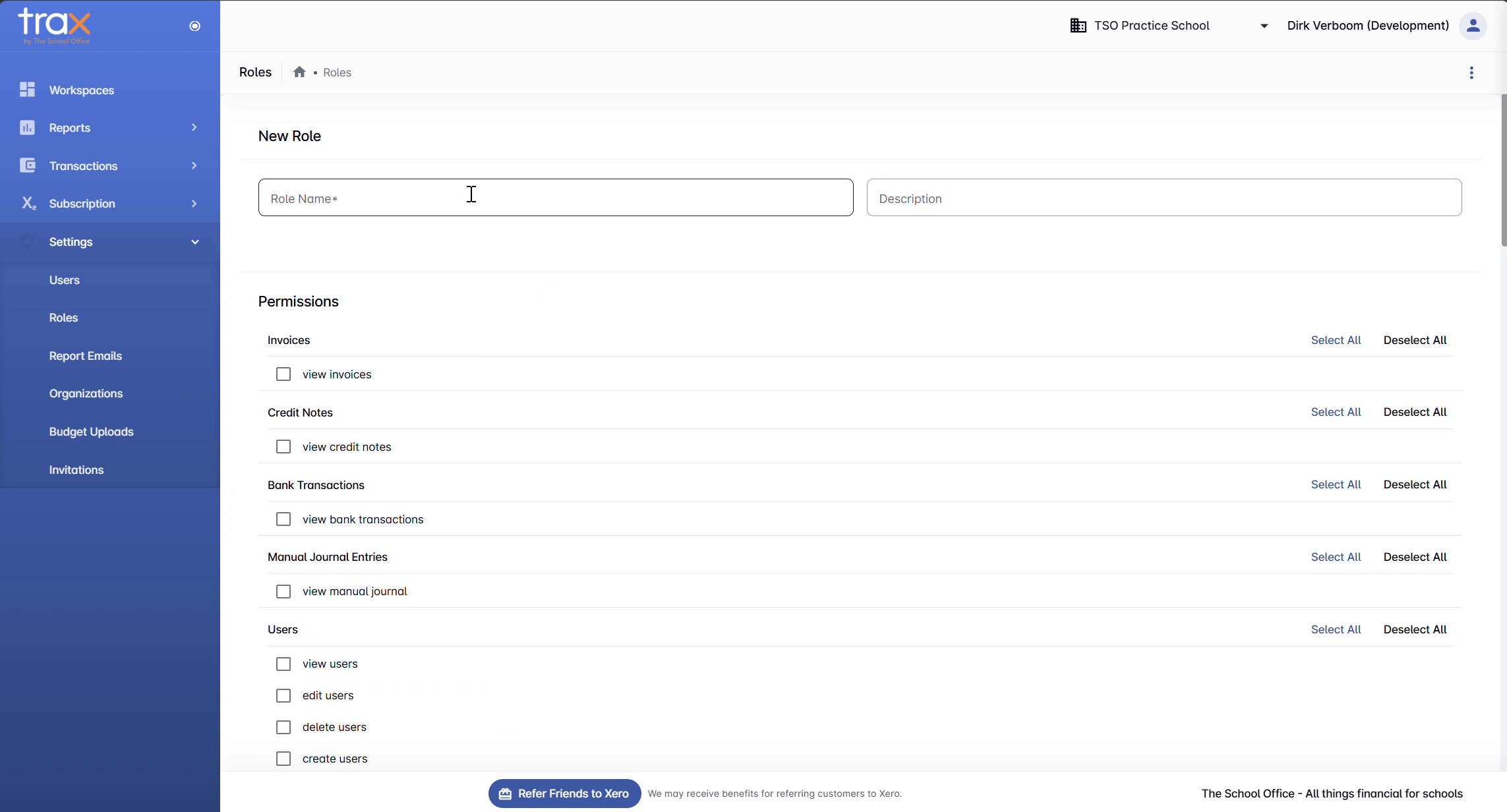 Roles page detail or interaction state